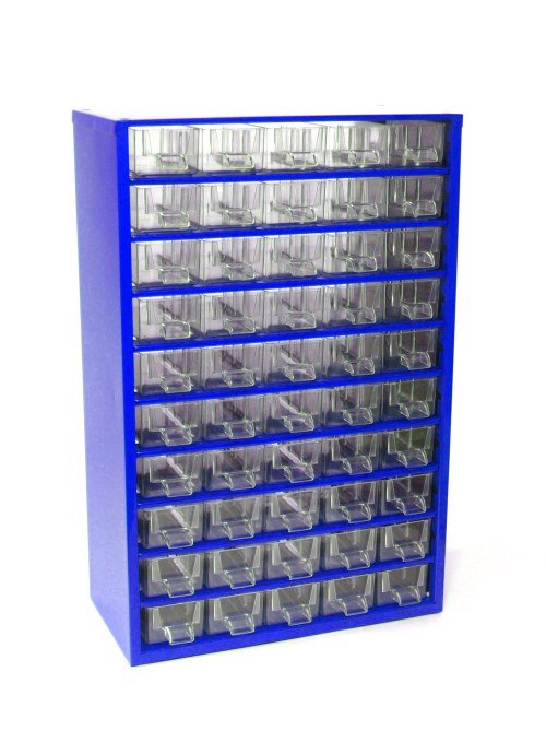 Skříňka 50x malá zásuvka, modrá - Vybavení pro dům a domácnost Schránky, pokladny, skříňky Bedny, boxy ukládací, skříňky
