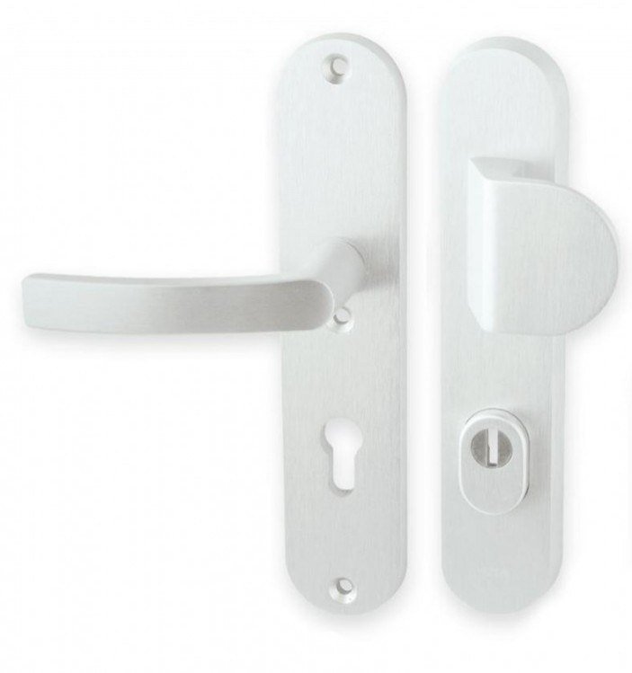 Kování bezpečnostní BETA PLUS klika/madlo 90 mm vložka stříbrný elox F1 - Kliky, okenní a dveřní kování, panty Kování dveřní Kování dveřní bezpečnostní