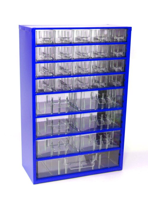 Skříňka 20x malá, 6x střední, 1x velká zásuvka modrá - Vybavení pro dům a domácnost Schránky, pokladny, skříňky Bedny, boxy ukládací, skříňky