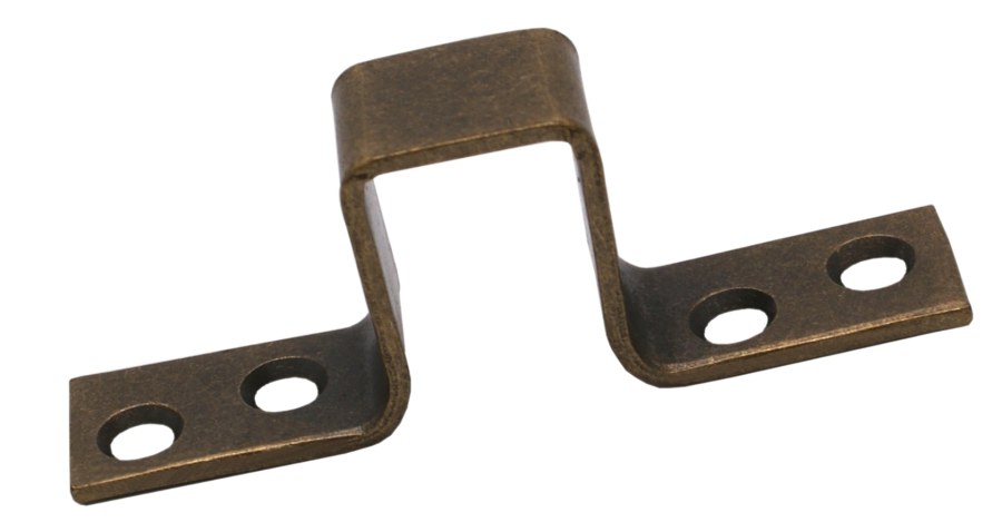 Skoba okenní 25 mm, stará mosaz - Kliky, okenní a dveřní kování, panty Kování okenní Obrtlíky, skoby, okenní přísl.