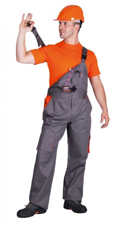 Kalhoty s laclem DESMAN velikost 50 šedá/oranžová