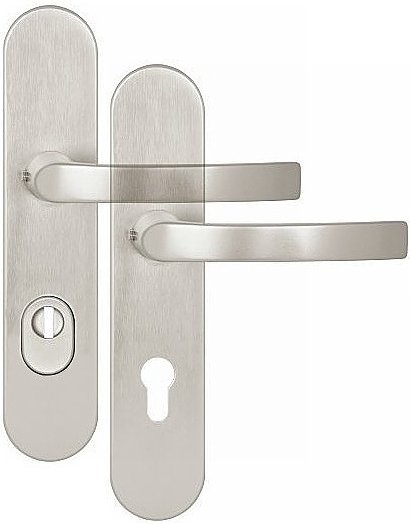 Kování bezpečnostní HARMONIA DEF 92 mm klika/klika eloxovaný hliník F9 - Kliky, okenní a dveřní kování, panty Kování dveřní Kování dveřní bezpečnostní