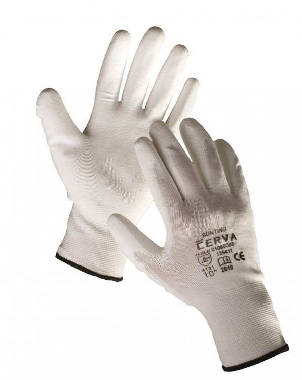 Rukavice BUNTING 8 nylon PU dlaň bílé - Pomůcky ochranné a úklidové Pomůcky ochranné Rukavice pracovní