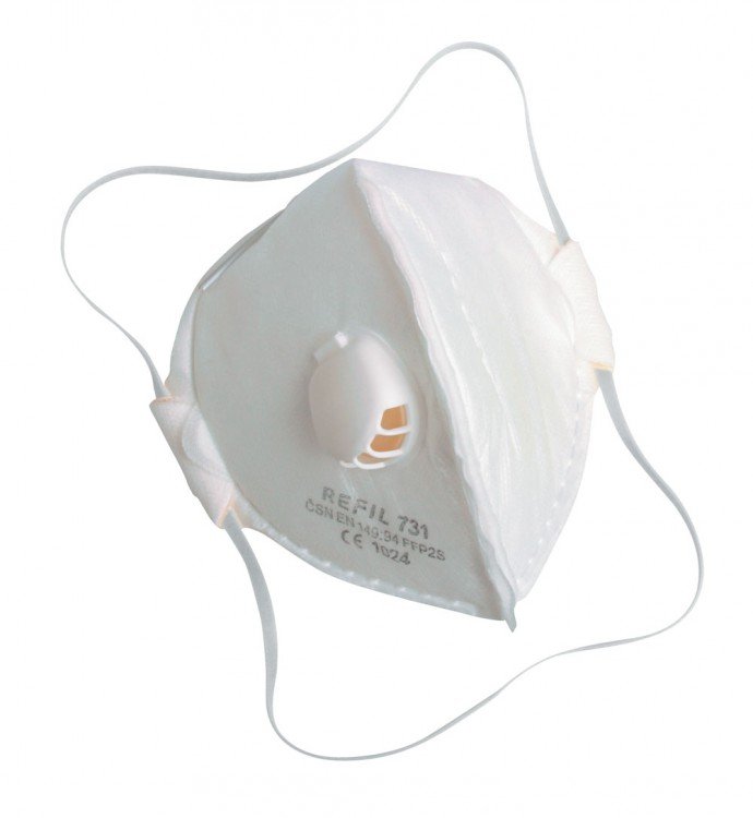 Respirátor FFP2 s výdechovým ventilkem REFIL 731 BOX (balení 15 ks) - Pomůcky ochranné a úklidové Pomůcky ochranné Přilby, štíty, respirátory