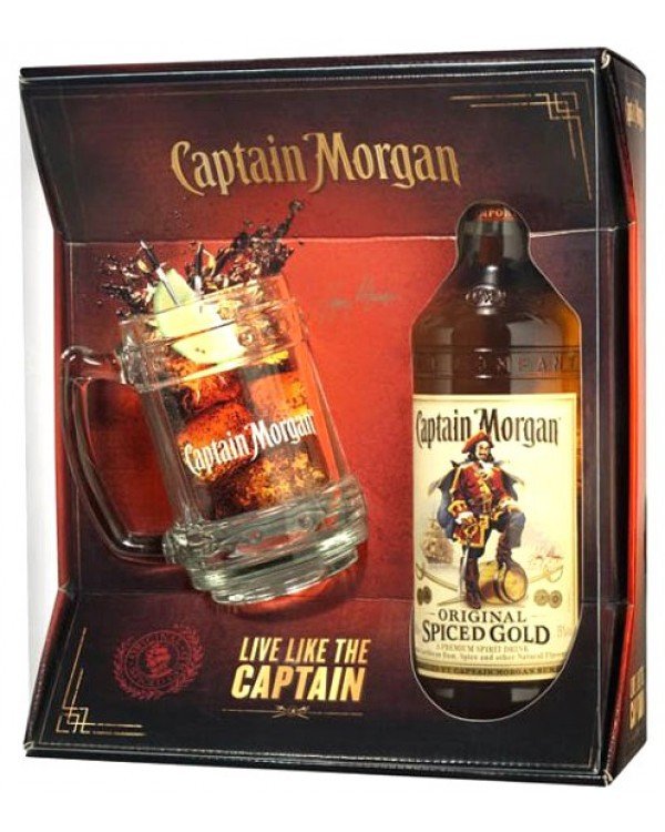 Captain Morgan Spic. gold 40% 0,7l + korbel Captain Morgan Spic. gold 40% 0,7l + korbel - Whisky, destiláty, likéry Rum