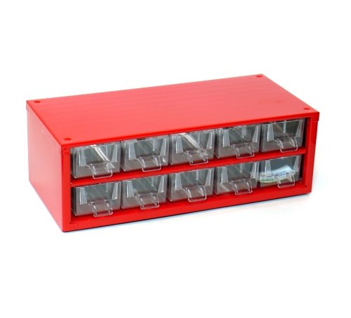 Skříňka 10x malá zásuvka, červená - Vybavení pro dům a domácnost Schránky, pokladny, skříňky Bedny, boxy ukládací, skříňky