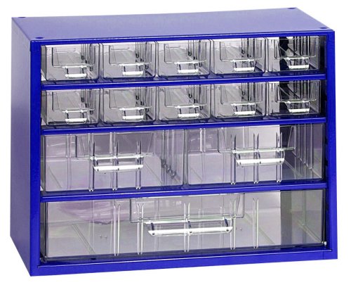 Skříňka 10x malá, 2x střední, 1x velká zásuvka, modrá - Vybavení pro dům a domácnost Schránky, pokladny, skříňky Bedny, boxy ukládací, skříňky