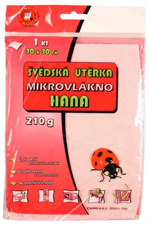 Utěrka mikrovlákno 30x30cm 210g Hana Utěrka mikrovlákno 30x30cm 210g Hana - Domácnost a úklid úklidové pomůcky a prostředky