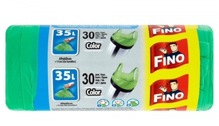 Pytle na odpadky FINO s uchem 35 l role=30 ks Color zelené (balení 28 rolí)