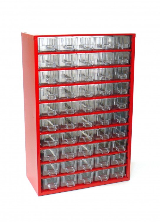 Skříňka 50x malá zásuvka, červená - Vybavení pro dům a domácnost Schránky, pokladny, skříňky Bedny, boxy ukládací, skříňky