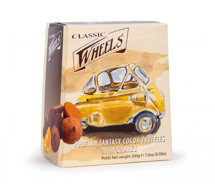 Wheels Truffles Orange-Čokoládové lanýže s příchutí pomeranče 200 g Wheels Truffles Orange-Čokoládové lanýže s příchutí pomeranče 200 g - Delikatesy, dárky Čokolády, bonbony, sladkosti