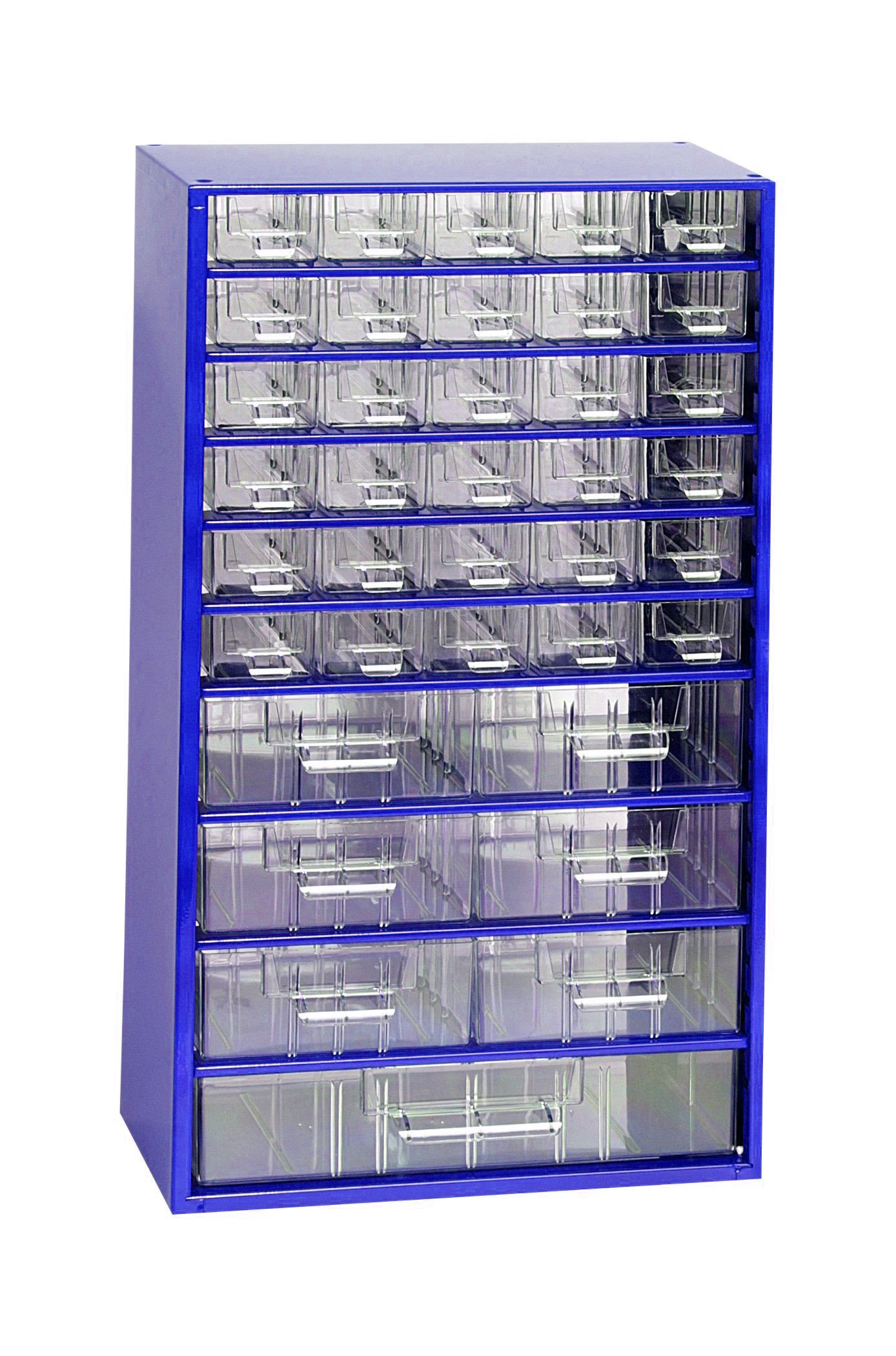 Skříňka 30x malá, 6x střední, 1x velká zásuvka modrá - Vybavení pro dům a domácnost Schránky, pokladny, skříňky Bedny, boxy ukládací, skříňky