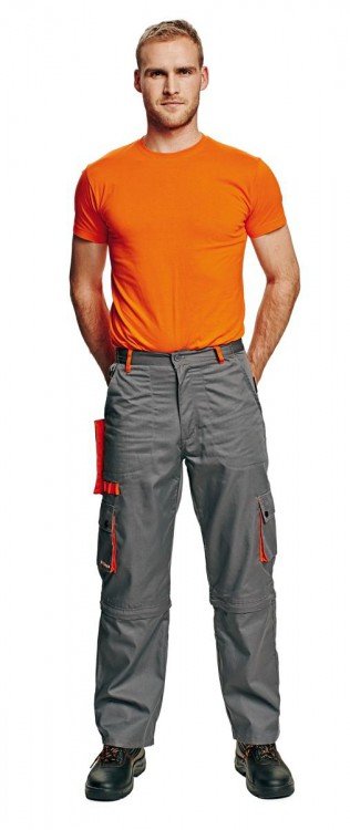 Kalhoty do pasu DESMAN velikost 48 šedá/oranžová
