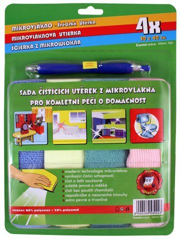 Utěrka mikrovlákno 30 x 40 cm s dárkem sada 4 ks Utěrka mikrovlákno 30 x 40 cm s dárkem sada 4 ks - Pomůcky ochranné a úklidové Pomůcky úklidové Hadry, utěrky, ubrousky