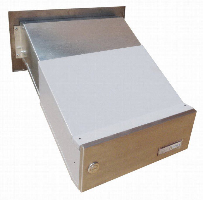 Schránka poštovní DLS D-042 nerez/šedá šikmá s proměnlivou hloubkou 300x110x330-500 mm