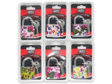 Zámek visací s potiskem 38 mm 3 klíče (balení 12 ks)