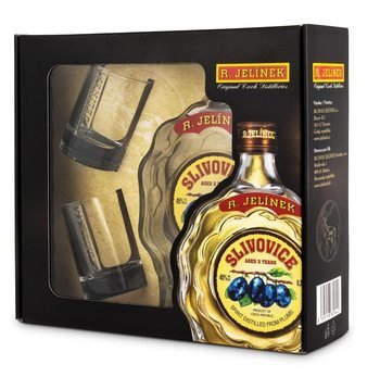 Slivovice Budík 45% 0,5l + 2 skleničky Slivovice Budík 45% 0,5l + 2 skleničky - Whisky, destiláty, likéry Pálenka