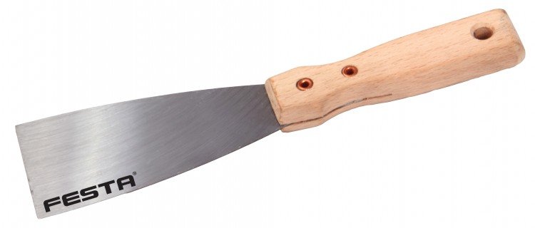 Špachtle 80 mm ocel dřevěná ručka FESTA