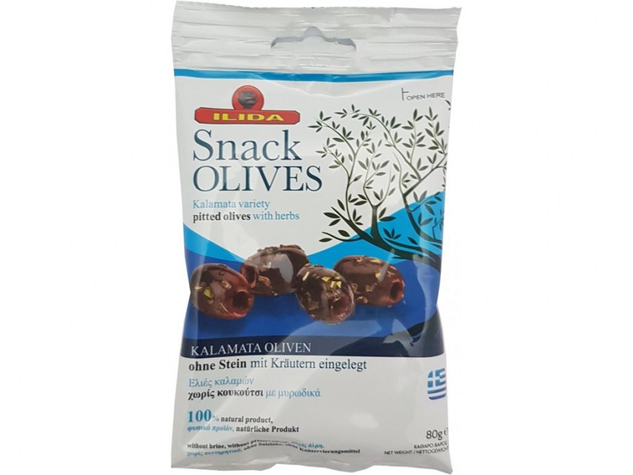 Olivy černé marinované KALAMATA bez pecky 80 g ILIDA - Delikatesy, dárky Delikatesy