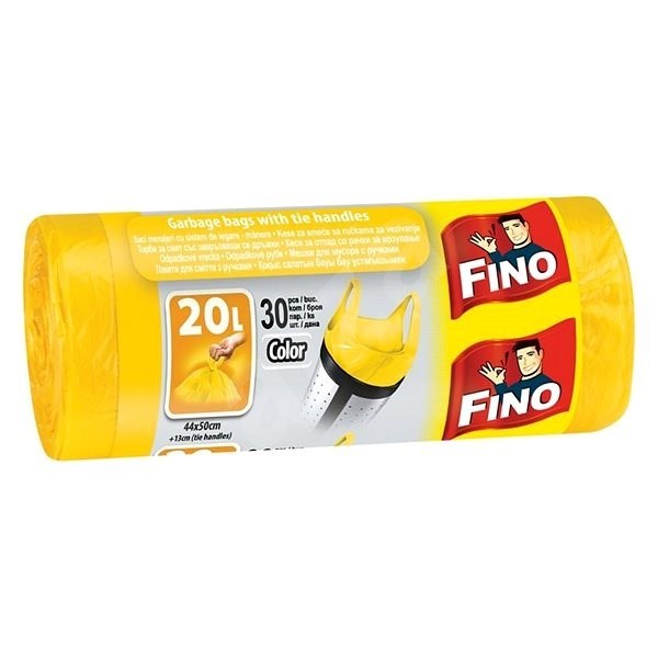 Pytle na odpadky FINO s uchem 20 l 30 ks Color žluté (PY1003937)