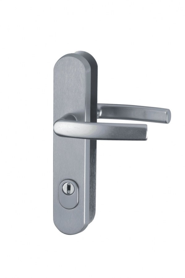 Kování bezpečnostní R.111.ZA.92.F9.TB3, klika/klika, na vložku, s překrytím, 92 mm, imitace nerezu Kování bezpečnostní R.111.ZA.92.F9.TB3, klika/klika, na vložku, s překrytím, 92 mm, imitace nerezu - Kliky, okenní a dveřní kování, panty Kování dveřní Kování dveřní bezpečnostní