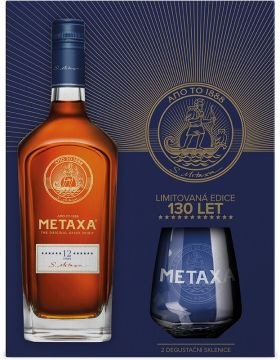 METAXA 12 Star 40% 0,7l + 2 x sklo (TOMET124072S) - Whisky, destiláty, likéry Ostatní lihoviny