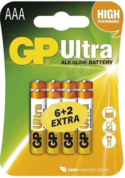 Baterie alkalická B19118 GP ULTRA LR03 AAA, 8 ks na blistru NEROZBALUJE SE - Vybavení pro dům a domácnost Baterie - monočlánky, příslušenství