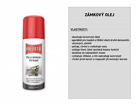 Olej (mazadlo) zámkový sprej v blistru 50 ml BALLISTOL - Pomůcky ochranné a úklidové Pomůcky úklidové