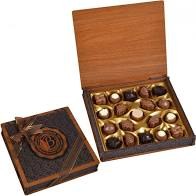 Bonboniéra luxusní v dřevěném obalu, BOLCI 175 g, bronze - Delikatesy, dárky Čokolády, bonbony, sladkosti