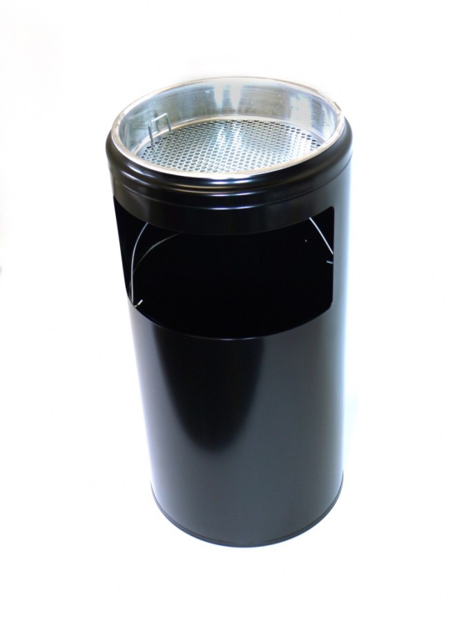 Koš odpadkový s popelníkem 20 l pr.320 mm černý lak - Vybavení pro dům a domácnost Koše odpadkové, na prádlo, nákupní