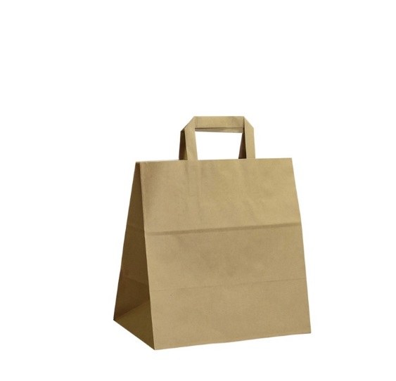 Taška papírová hnědá 260 x 170 x 250 mm ploché ucho - Vybavení pro dům a domácnost Doplňky a pomůcky kuchyňské, bytové