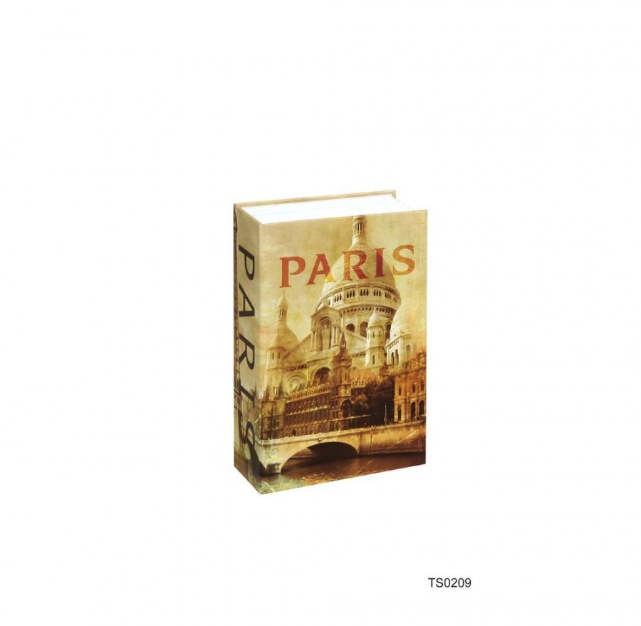 Schránka bezpečnostní ocelová TS.0209 tvar knihy - hřbet knihy je autentický papír PARIS
