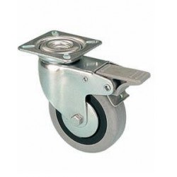 Kolečko otočné s brzdou, šedou pryžovou obručí EGA 080/GLDP, 80 x 24 x 106 mm, nosnost 55 kg Kolečko otočné s brzdou, šedou pryžovou obručí EGA 080/GLDP, 80 x 24 x 106 mm, nosnost 55 kg - Žebříky, manipul.technika, kolečka Kolečka, kluzáky Kolečka pojezdová