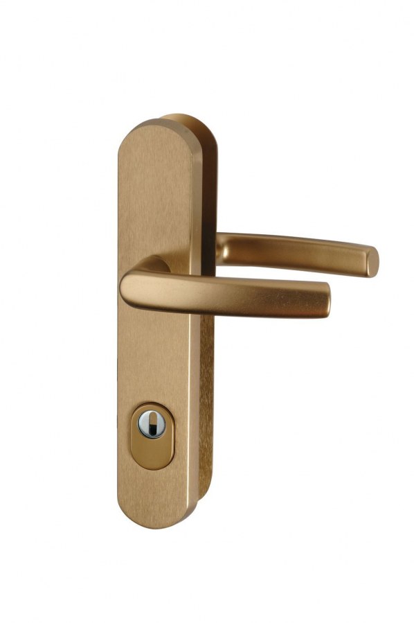 Kování bezpečnostní R.111.ZA.90.F4.TB3, klika/klika, na vložku, s překrytím, 90 mm, bronzový elox - Kliky, okenní a dveřní kování, panty Kování dveřní Kování dveřní bezpečnostní