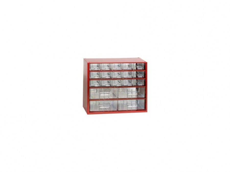 Skříňka 15x malá, 4x střední zásuvka, červená - Vybavení pro dům a domácnost Schránky, pokladny, skříňky Bedny, boxy ukládací, skříňky