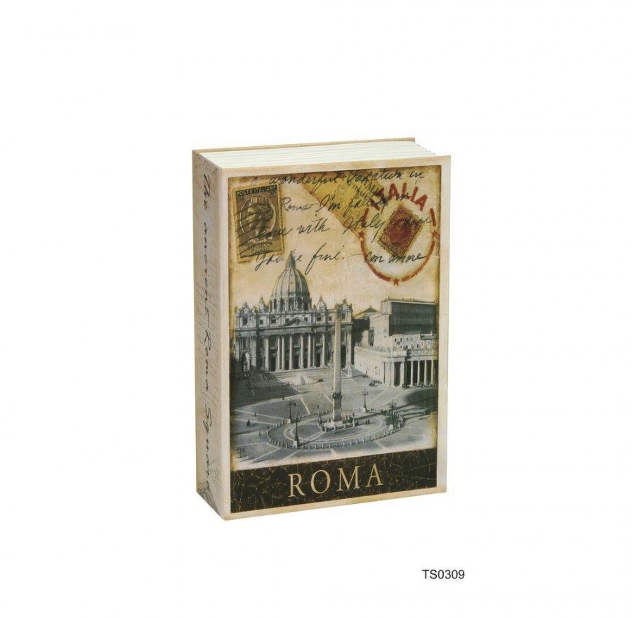 Schránka bezpečnostní ocelová TS.0309 tvar knihy - hřbet knihy je autentický papír ROMA
