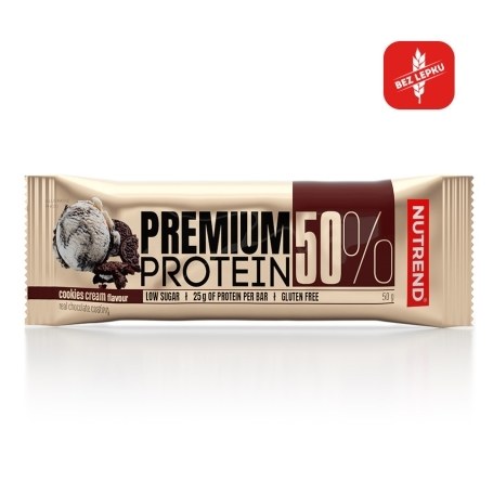 Tyčinka proteinová cookies cream, 50 g PREMIUM PROTEIN 50 BAR - Delikatesy, dárky Delikatesy