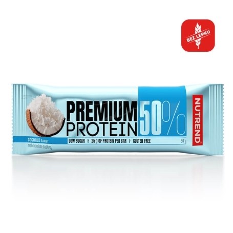 Tyčinka proteinová kokos, 50 g PREMIUM PROTEIN 50 BAR - Delikatesy, dárky Delikatesy