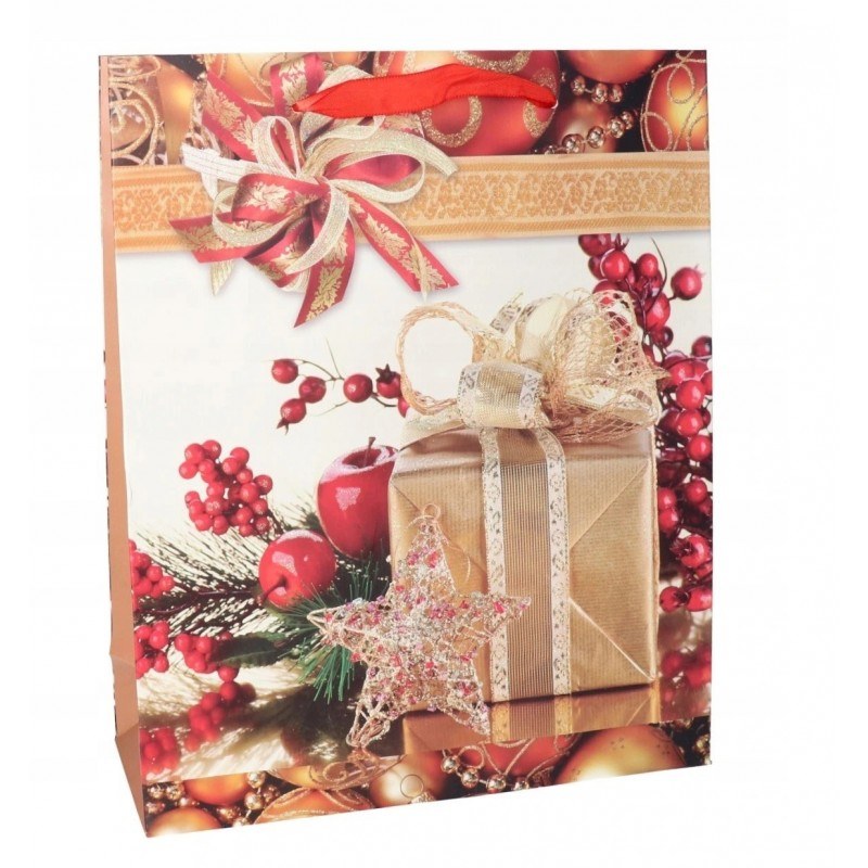 Taška papírová vánoční 25,5x32 cm - Obaly na víno, příslušenství Obaly a stojany na víno