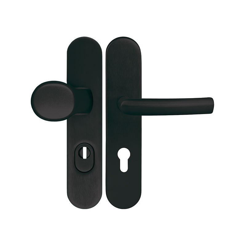 Kování bezpečnostní HARMONIA 92 mm klika/madlo vložka matná černá CM - Kliky, okenní a dveřní kování, panty Kování dveřní Kování dveřní bezpečnostní