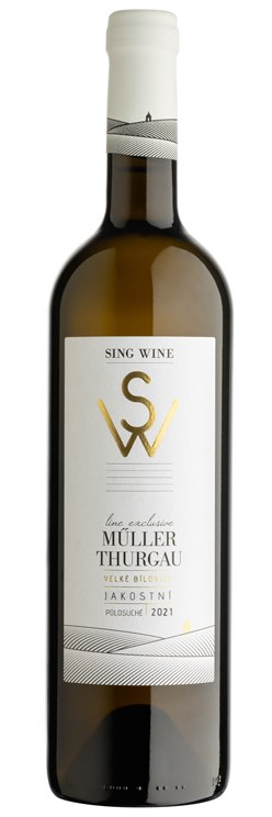 Víno Muller Thurgau 2021 jakostní polosuché, č. š. 07-21 0,75 l, z.c.7,6 g/l alk.12% - Víno tiché Tiché Bílé