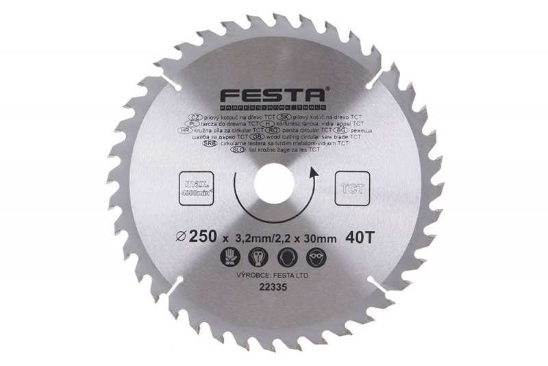 Kotouč pilový na dřevo SK 250/3,2/30 mm 40 zubů FESTA - Brusivo, vrtáky, závitořezy, kartáče Brusné a řezací materiály Kotouče pilové a přísl.