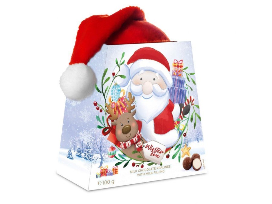 Box Santa s čepicí 100 g - Delikatesy, dárky Čokolády, bonbony, sladkosti