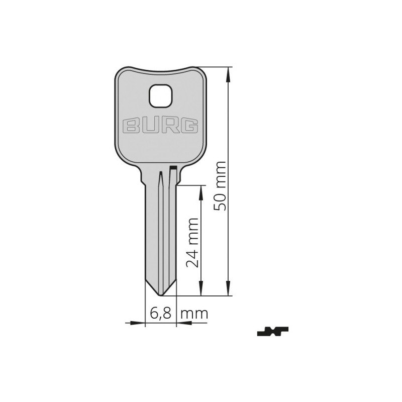 Klíč profil "X" 1-68:SL X BURG - Vložky,zámky,klíče,frézky Klíče odlitky Klíče odlitky ostatní