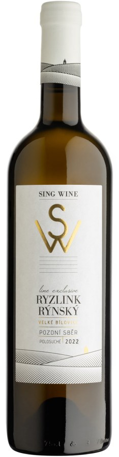 Víno Ryzlink rýnský 2022 PS polosuché, 0,75 l č. š. 30-22, z.c. 13,9 g/l, alk. 12 % - Víno tiché Tiché Bílé