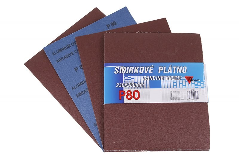 Plátno smirkové 230 x 280 mm P80 sada 10 ks - Brusivo, vrtáky, závitořezy, kartáče Brusné a řezací materiály Plátna, papíry, pásy brusné