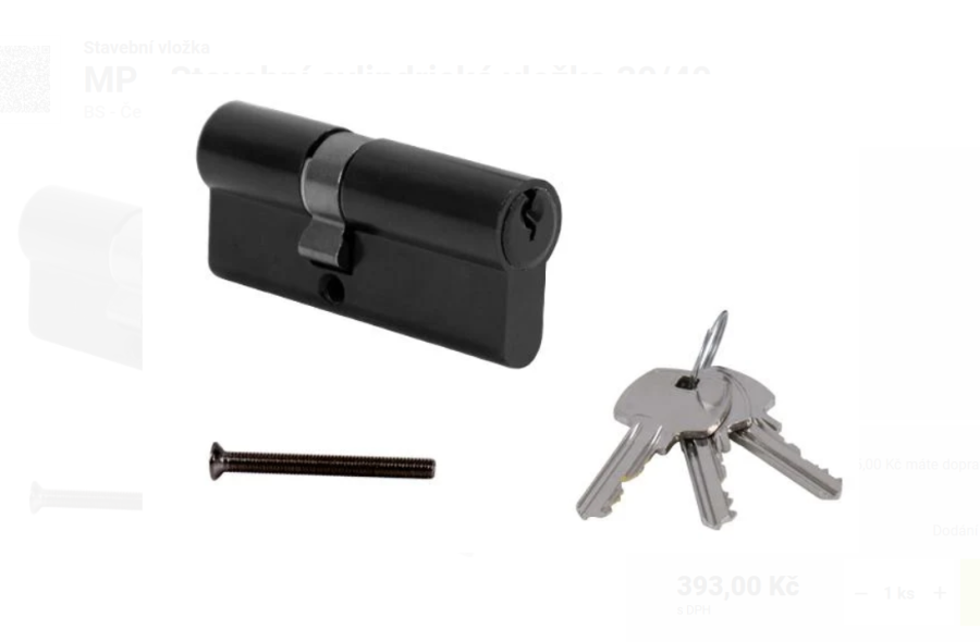 Vložka stavební 30/40 černá - Vložky,zámky,klíče,frézky Vložky cylindrické Vložky bezpečnostní