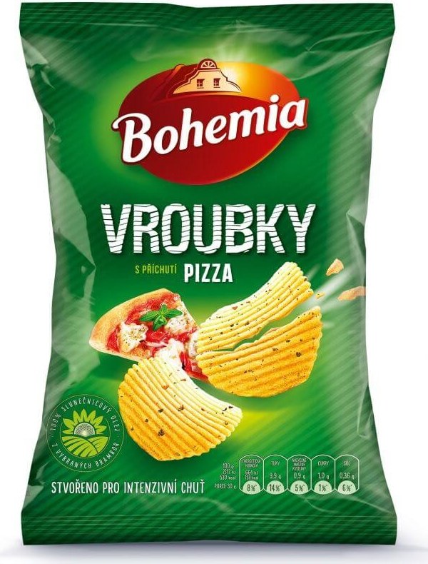 Chips Bohemia vroubkované pizza 65 g