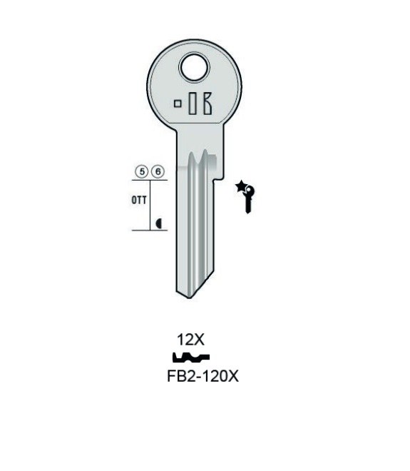Klíč 12X/12N R1, prodloužený, Keyline - Vložky,zámky,klíče,frézky Klíče odlitky Klíče cylindrické