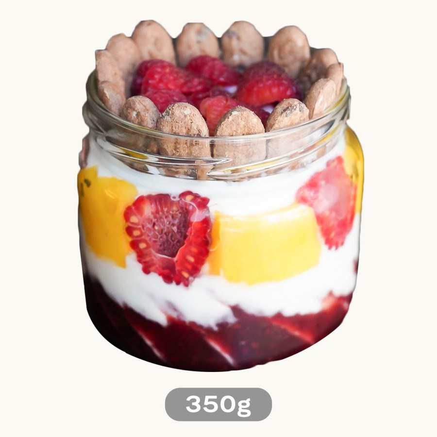 Jogurt hotový Maliny-Mango 350 g (maliny, mango a bebe sušenky) - Delikatesy, dárky Delikatesy